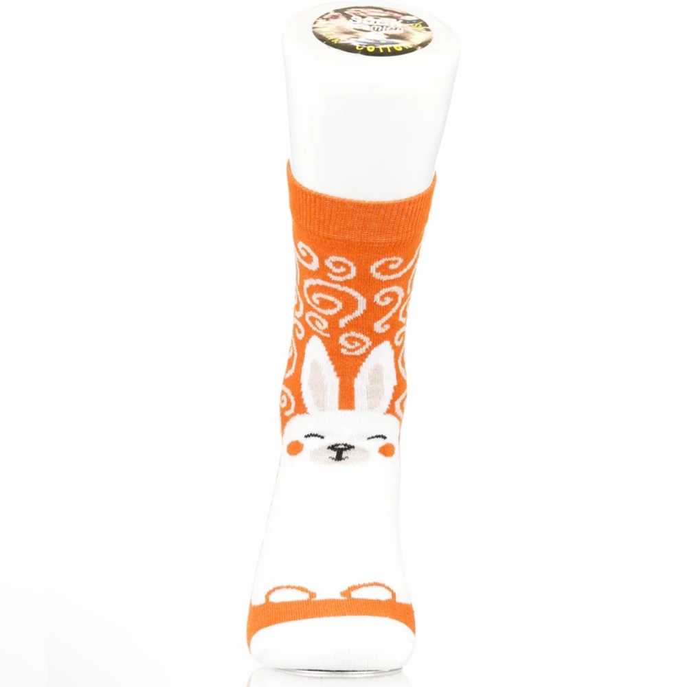 3/$15 Orange Bunny Swirl Socks | Big Shoe Size 41-46 | Easter Spring Gift Unisex - Picture 4 of 10